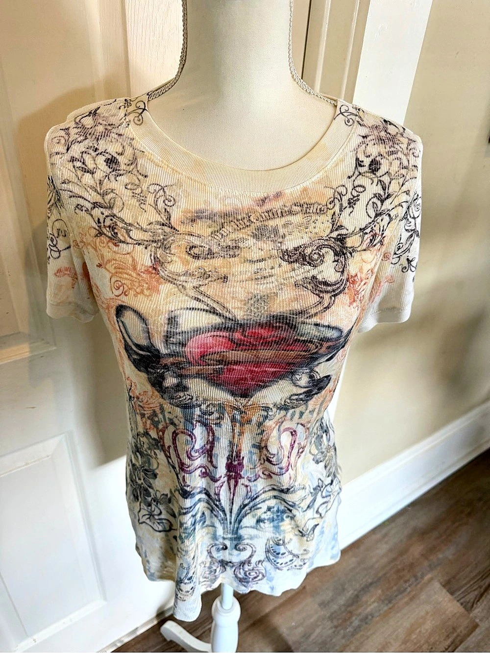 Abstract Graphic Short Sleeve Top Size Large